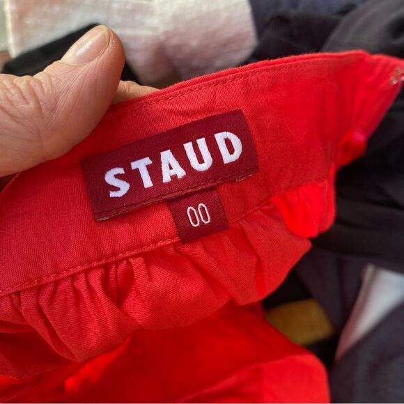 Staud red A-Line Women's midi skirt size 00 - Picture 7 of 7